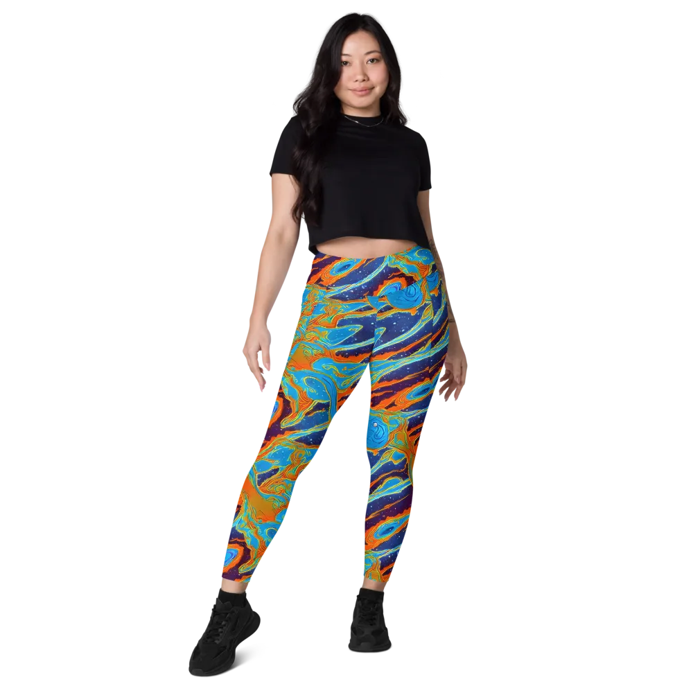 Blue Inferno on Leggings with Pockets — Front
