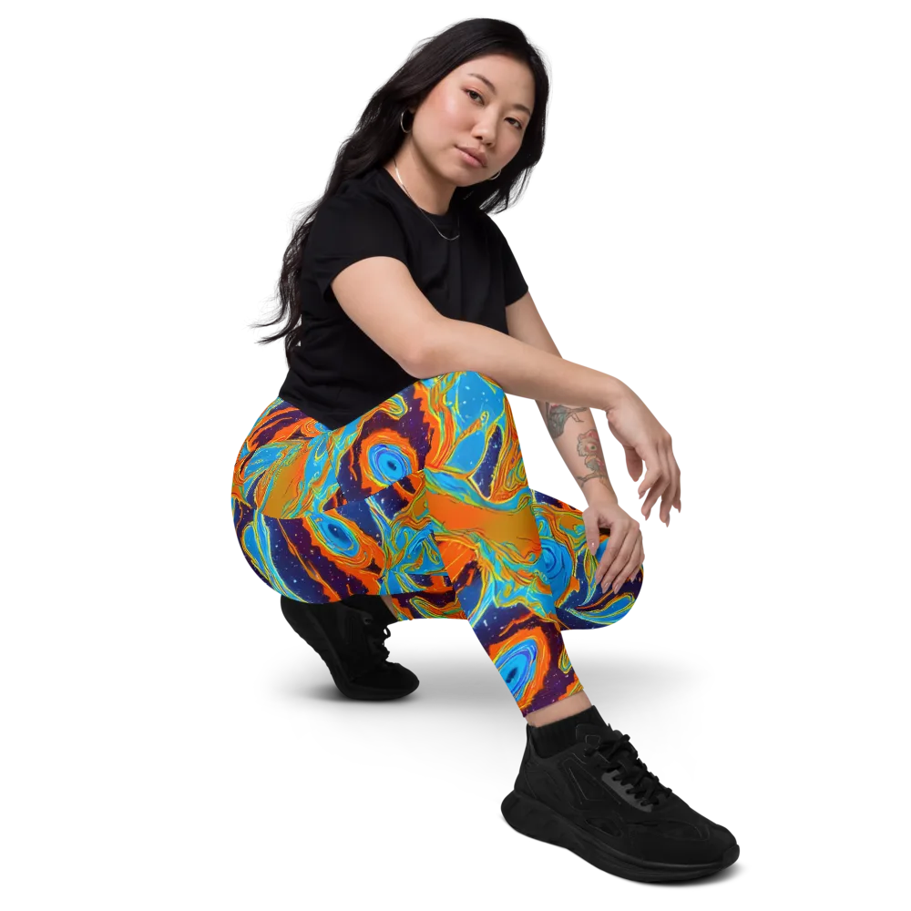 Blue Inferno on Leggings with Pockets — Right Front
