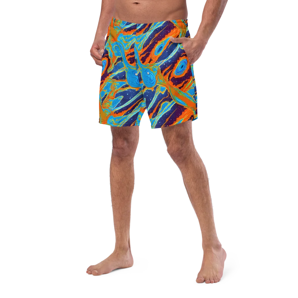Blue Inferno on Swim Trunks — Left Front