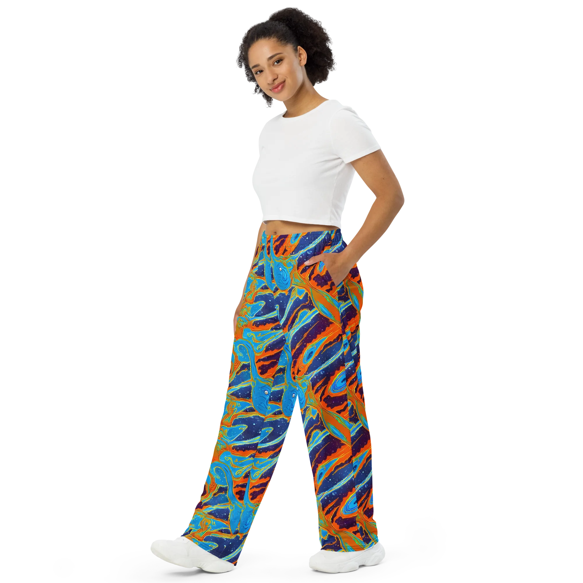 Blue Inferno on Wide-Leg Pants — Left Front