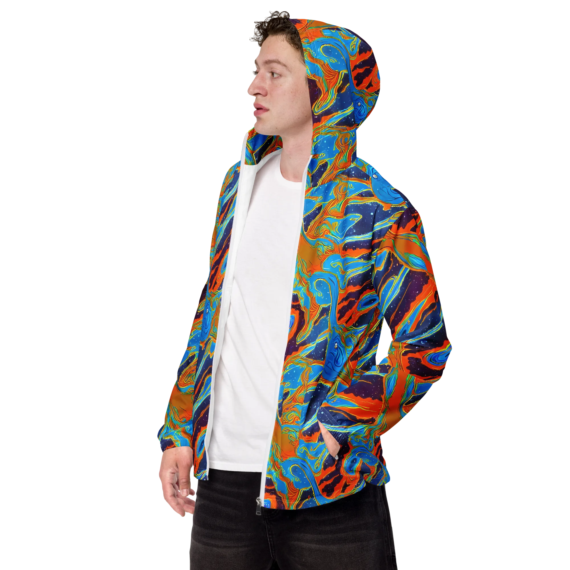 Blue Inferno on Men's Windbreaker — Left Front