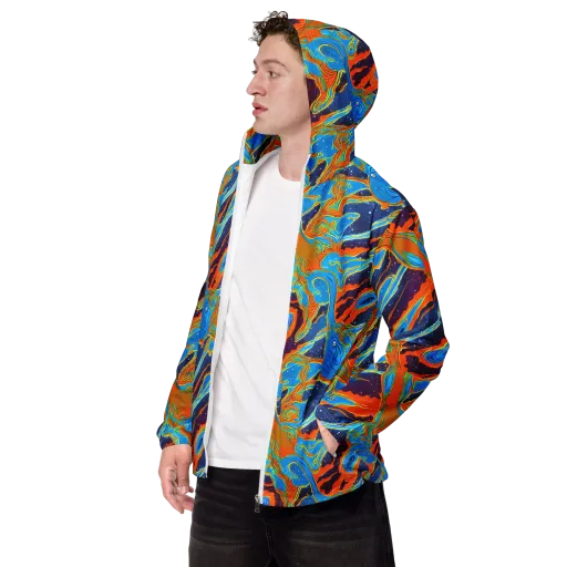 Blue Inferno on a Men's Windbreaker