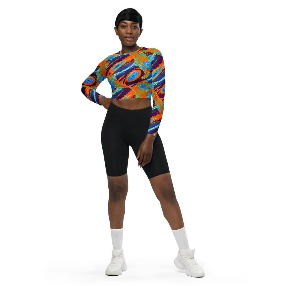 Blue Inferno on Long Sleeve Crop Top — Front