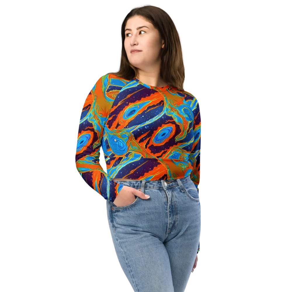Blue Inferno on Long Sleeve Crop Top — Front