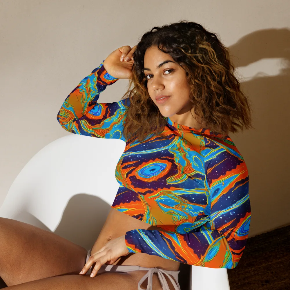 Blue Inferno on Long Sleeve Crop Top — Left Front