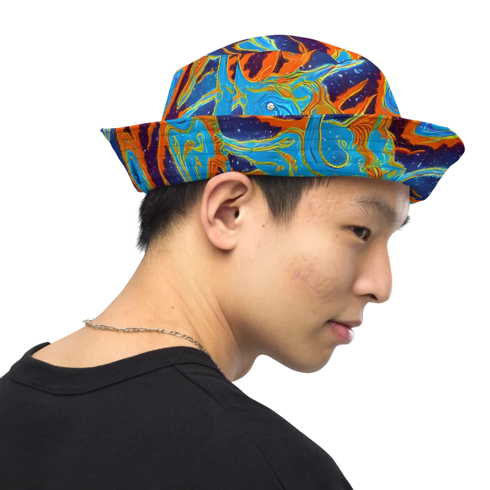 Blue Inferno on Reversible Bucket Hat — Right Outside