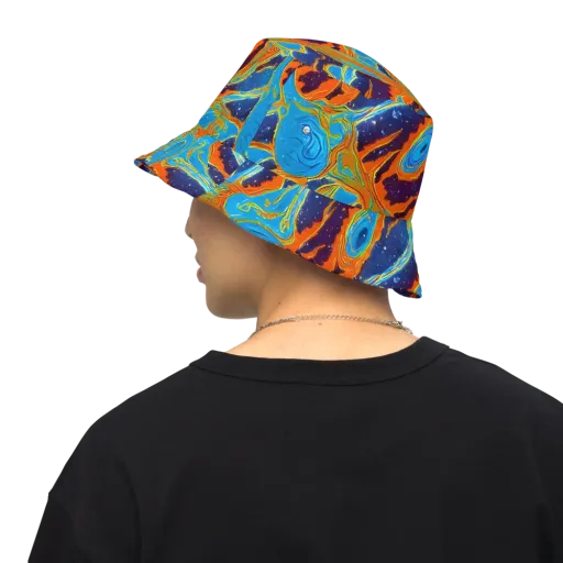 Blue Inferno on a Reversible Bucket Hat