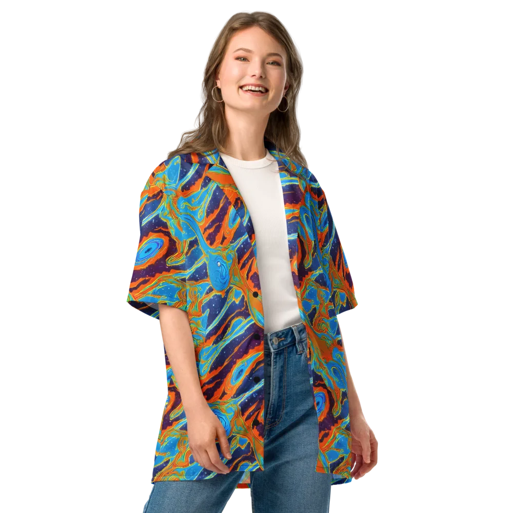 Blue Inferno on Button Shirt — Front