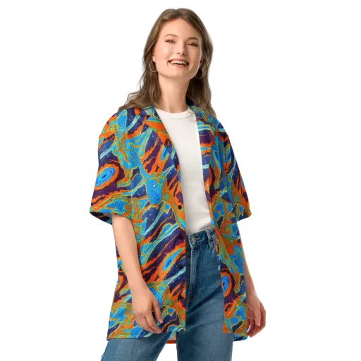 Blue Inferno on a Button Shirt