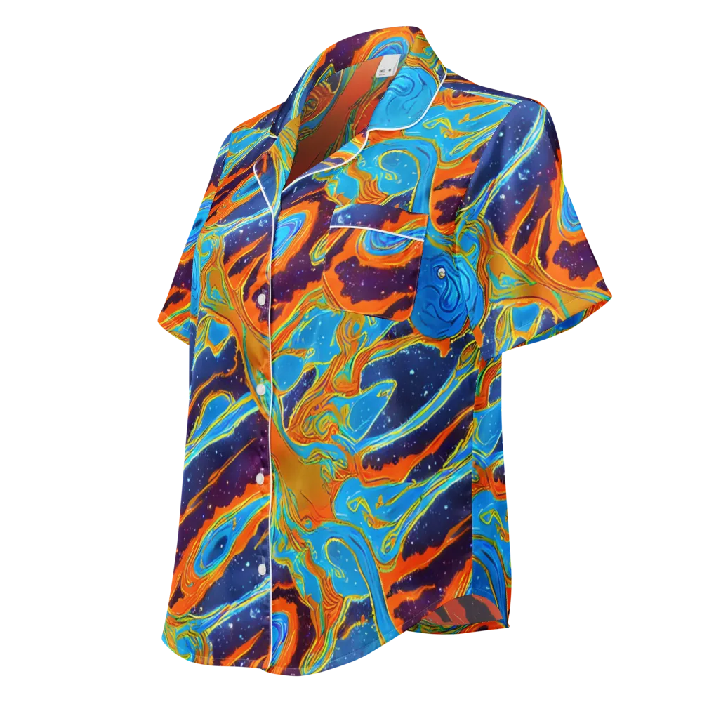 Blue Inferno on Women's Short Sleeve Pajama Top — Left Front