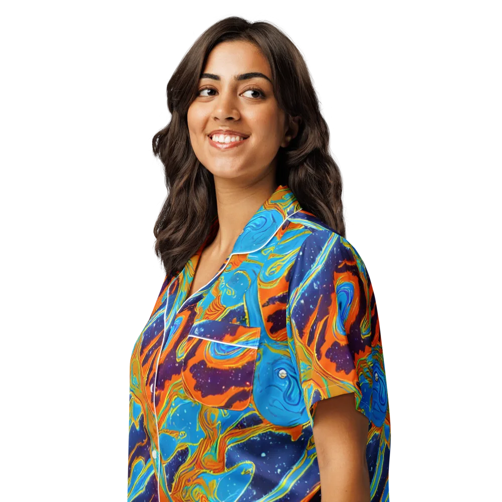 Blue Inferno on Women's Short Sleeve Pajama Top — Left Front