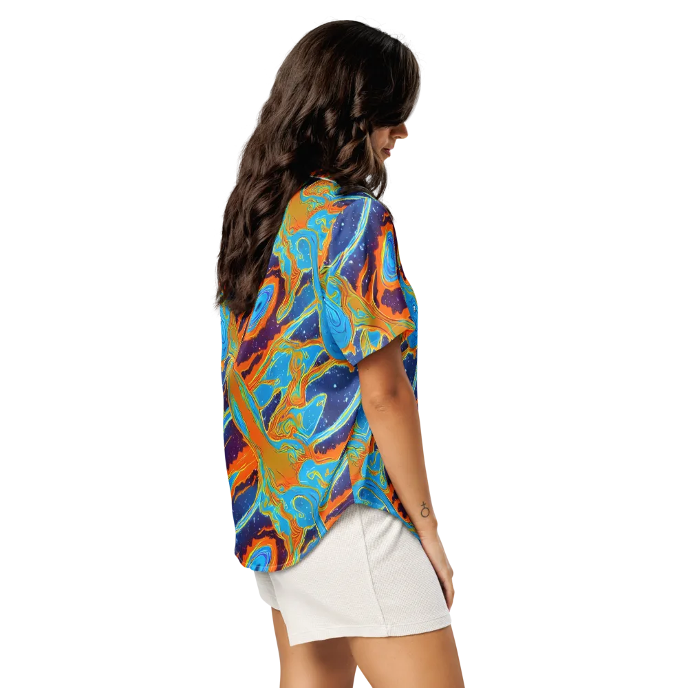 Blue Inferno on Women's Short Sleeve Pajama Top — Right Back
