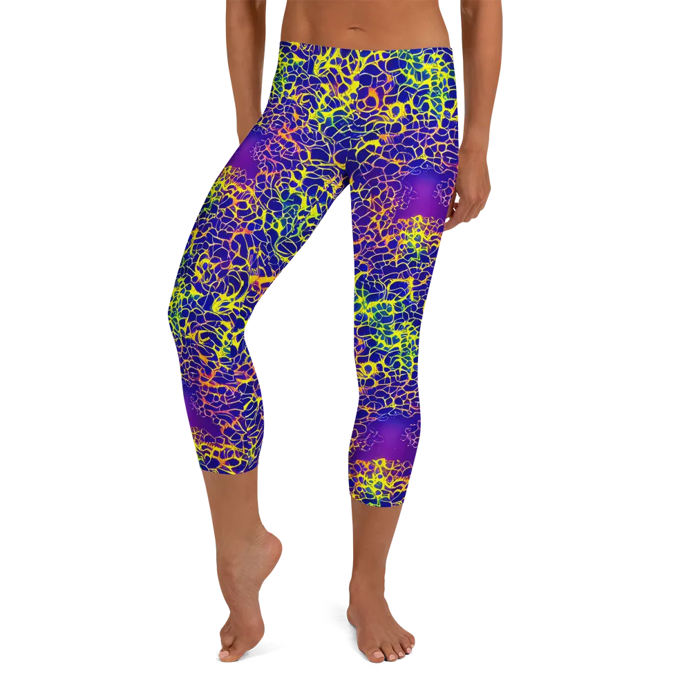 Ultramarine Voltage on Capri Leggings — Front
