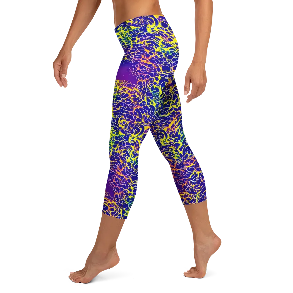 Ultramarine Voltage on Capri Leggings — Left