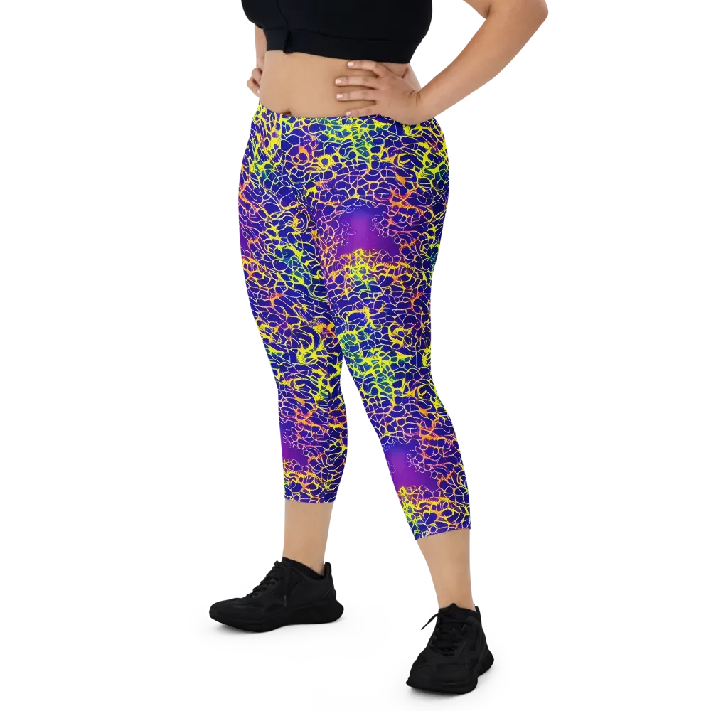 Ultramarine Voltage on Capri Leggings — Front