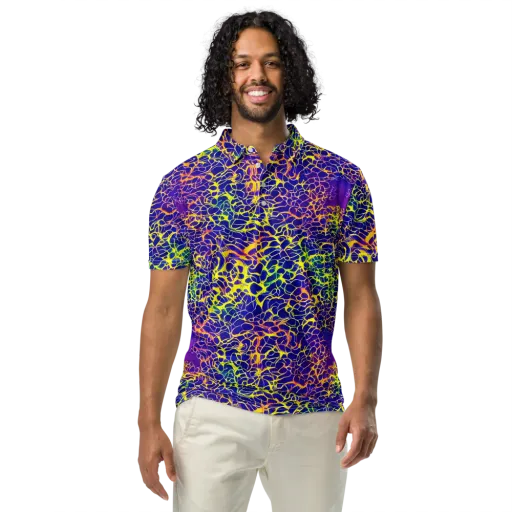Ultramarine Voltage on a Men's Slim Fit Polo Shirt