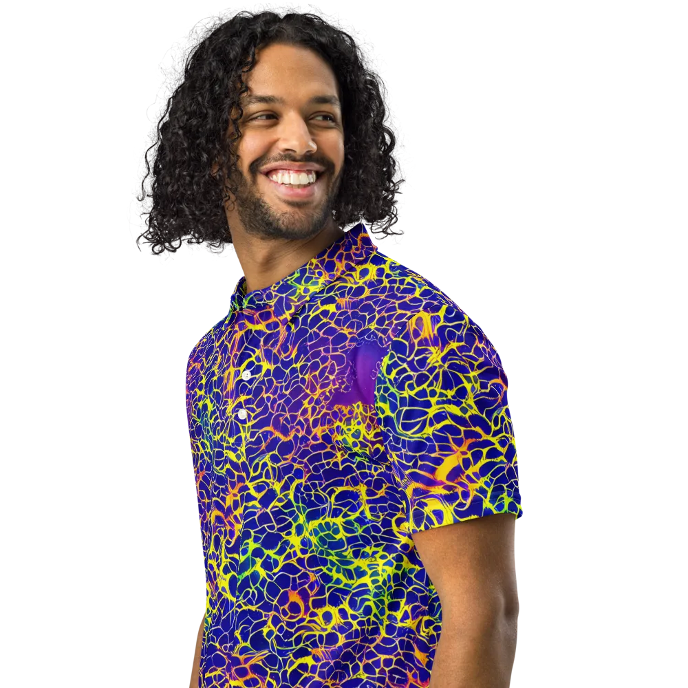 Ultramarine Voltage on Men's Slim Fit Polo Shirt — Left Front