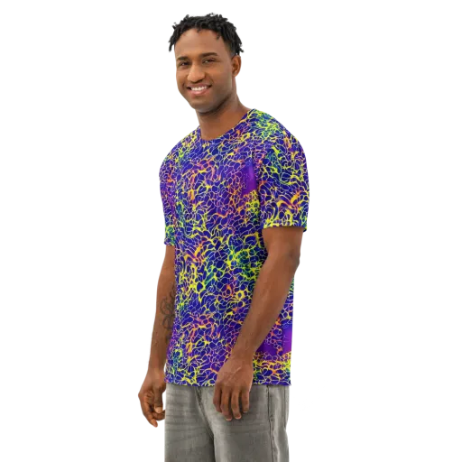 Ultramarine Voltage on a Men's Cotton Crew Neck T-Shirt