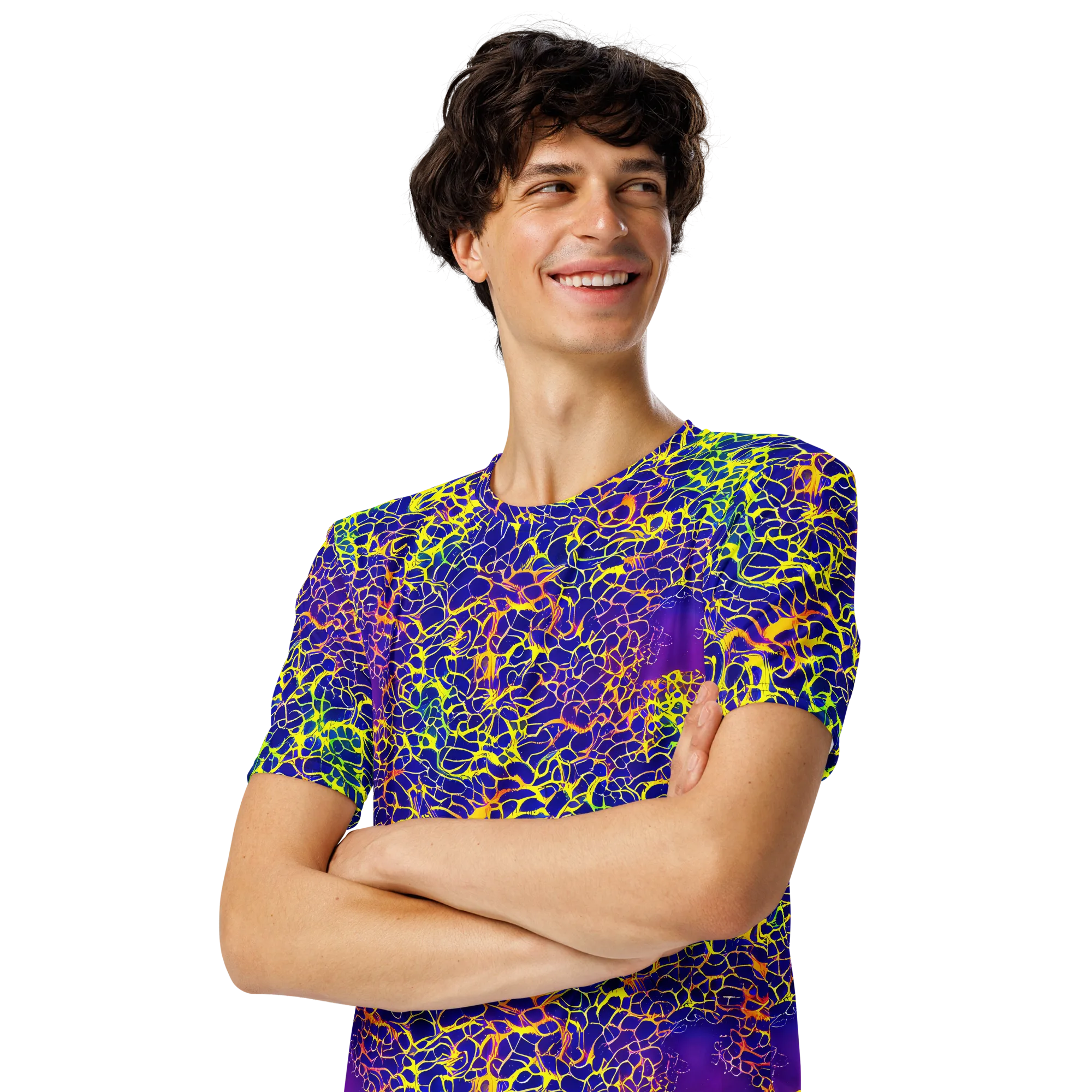 Ultramarine Voltage on Men's Crew Neck T-Shirt — Left Front