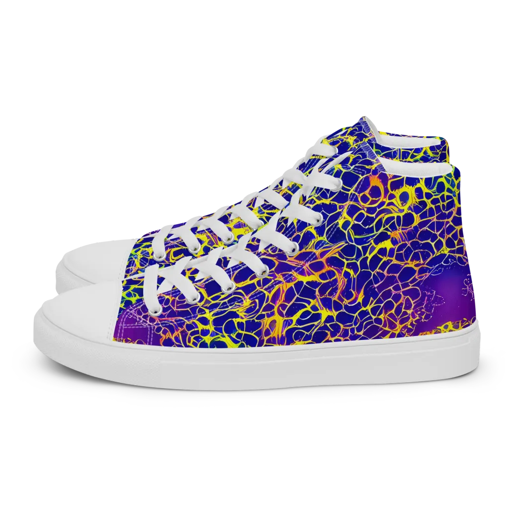 Ultramarine Voltage on Men's High Top Canvas Shoes — Left