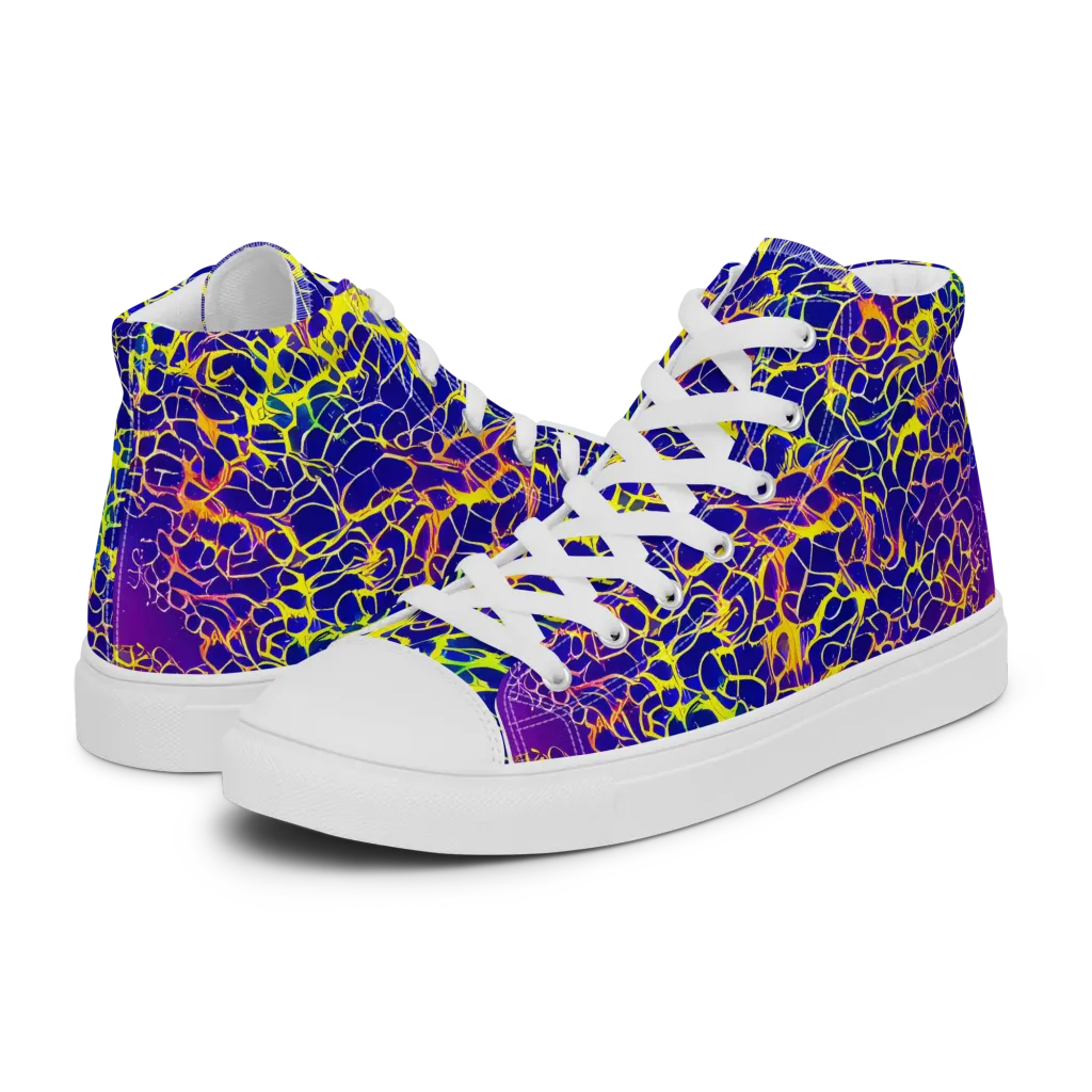 Ultramarine Voltage on Men's High Top Canvas Shoes — Left