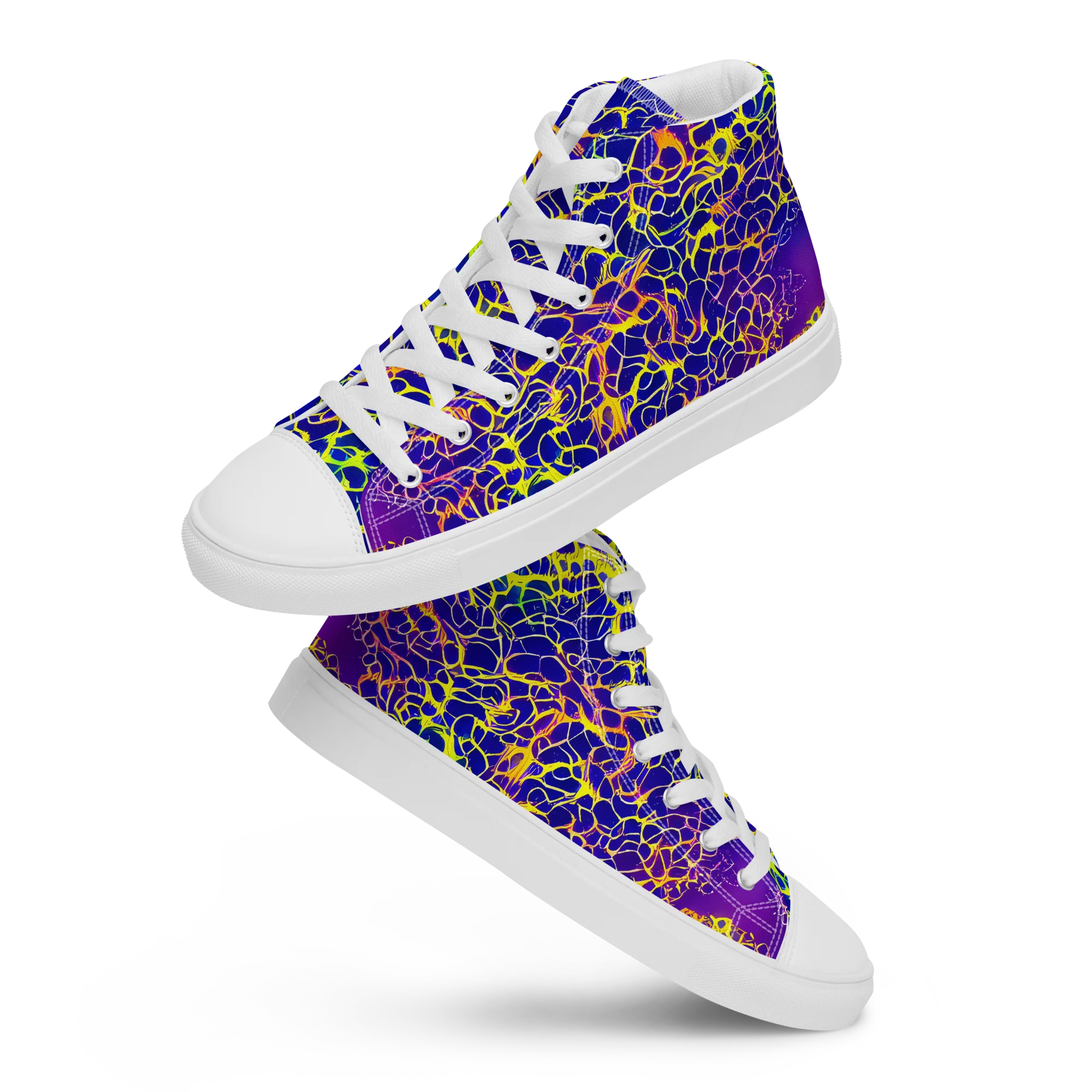 Ultramarine Voltage on Men's High Top Canvas Shoes — Front