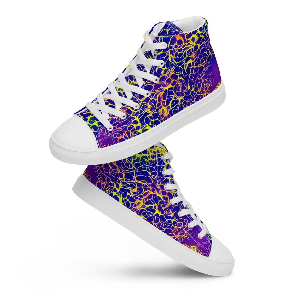Ultramarine Voltage on Men's High Top Canvas Shoes — Front