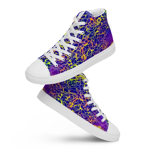 Ultramarine Voltage on a Men's High Top Canvas Shoes