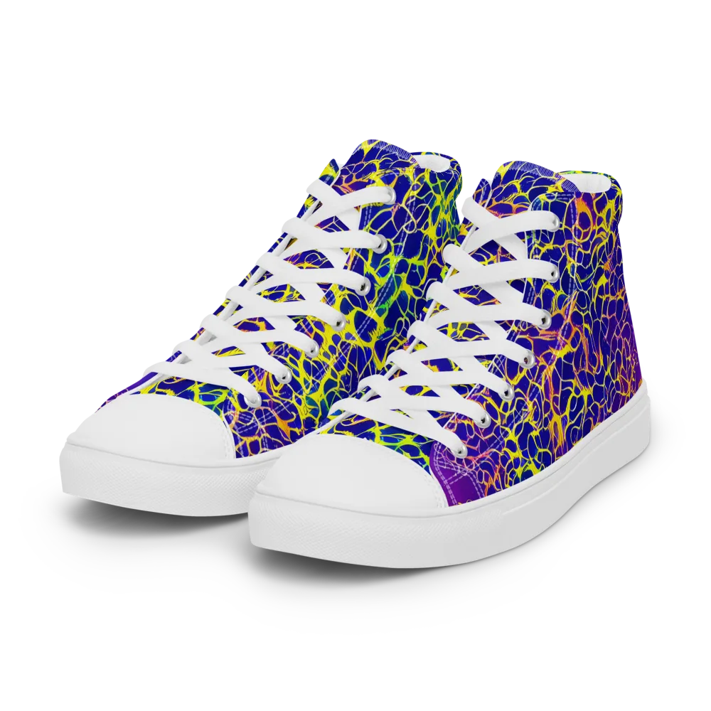 Ultramarine Voltage on Women's High Top Canvas Shoes — Left Front