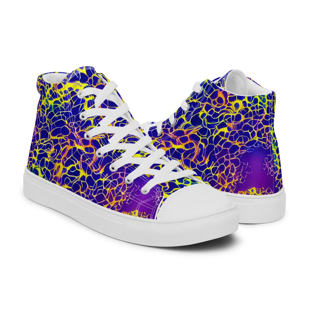 Ultramarine Voltage on Women's High Top Canvas Shoes — Right