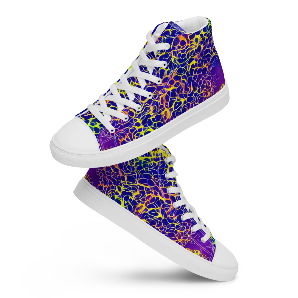 Ultramarine Voltage on Women's High Top Canvas Shoes — Front