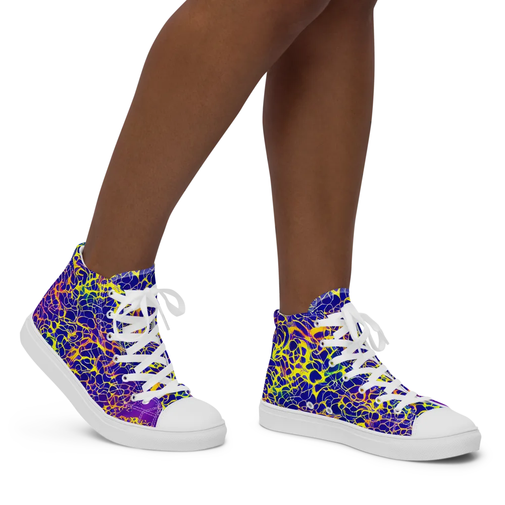 Ultramarine Voltage on Women's High Top Canvas Shoes — Right