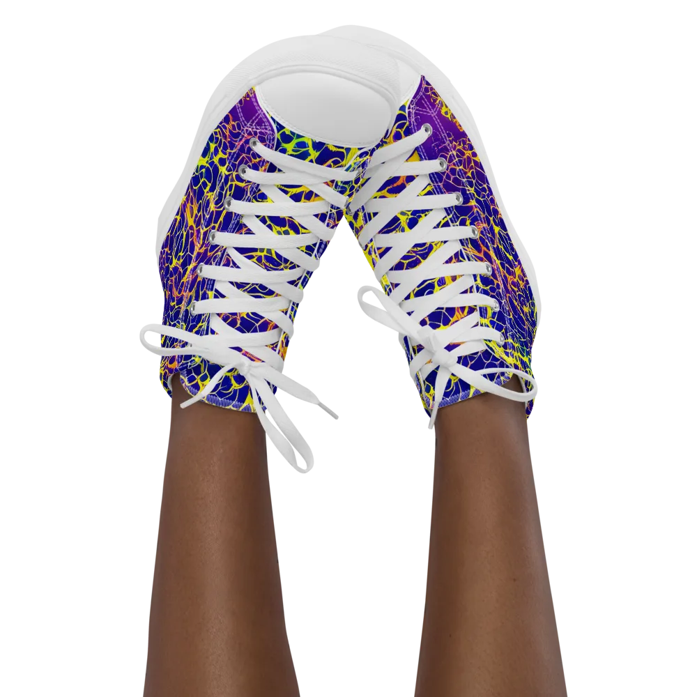 Ultramarine Voltage on Women's High Top Canvas Shoes — Front
