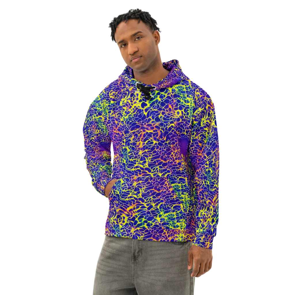 Ultramarine Voltage on Cotton Hoodie — Left Front