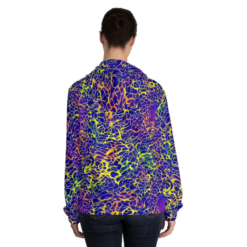 Ultramarine Voltage on Women's Full-Zip Hoodie — Back On Person