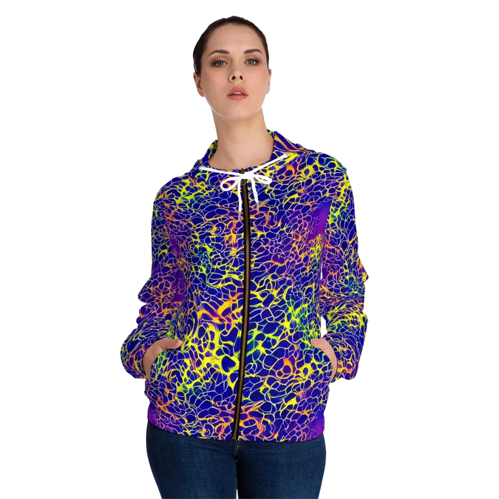 Ultramarine Voltage on Women's Full-Zip Hoodie — Front On Person
