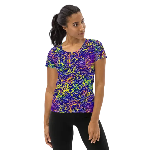 Ultramarine Voltage on a Women's Athletic T-Shirt