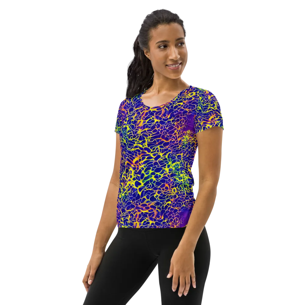 Ultramarine Voltage on Women's Athletic T-Shirt — Left