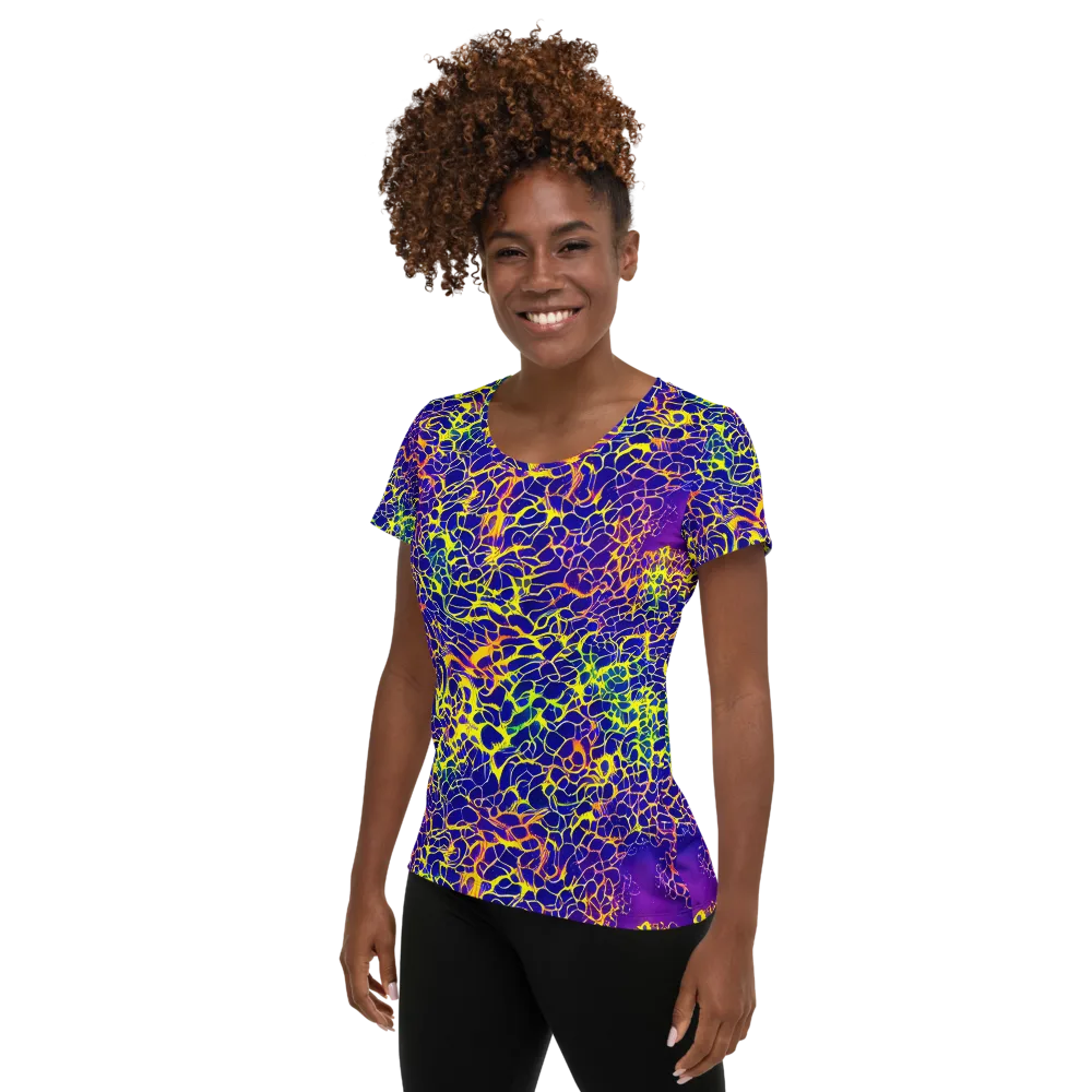 Ultramarine Voltage on Women's Athletic T-Shirt — Left