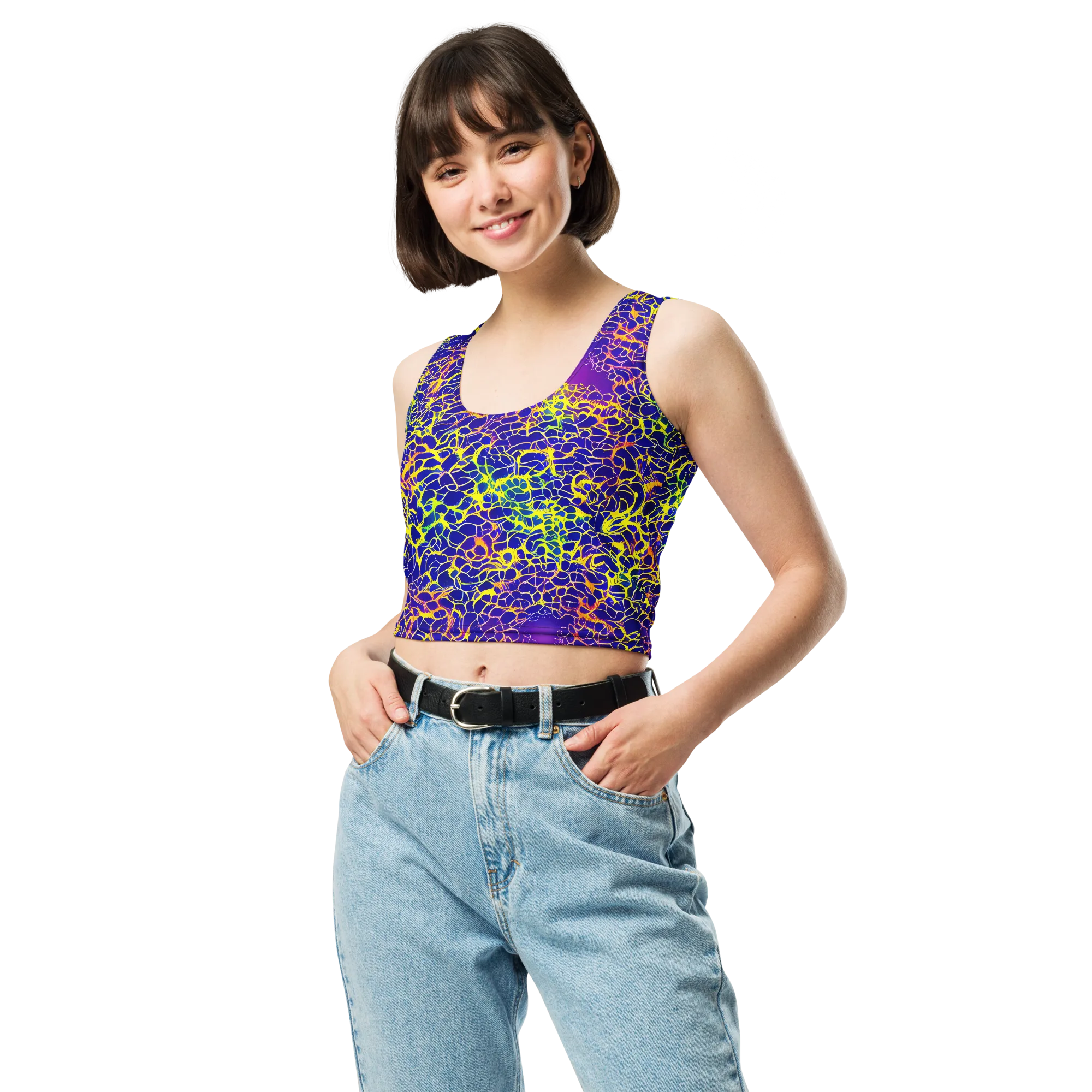 Ultramarine Voltage on Crop Top — Front