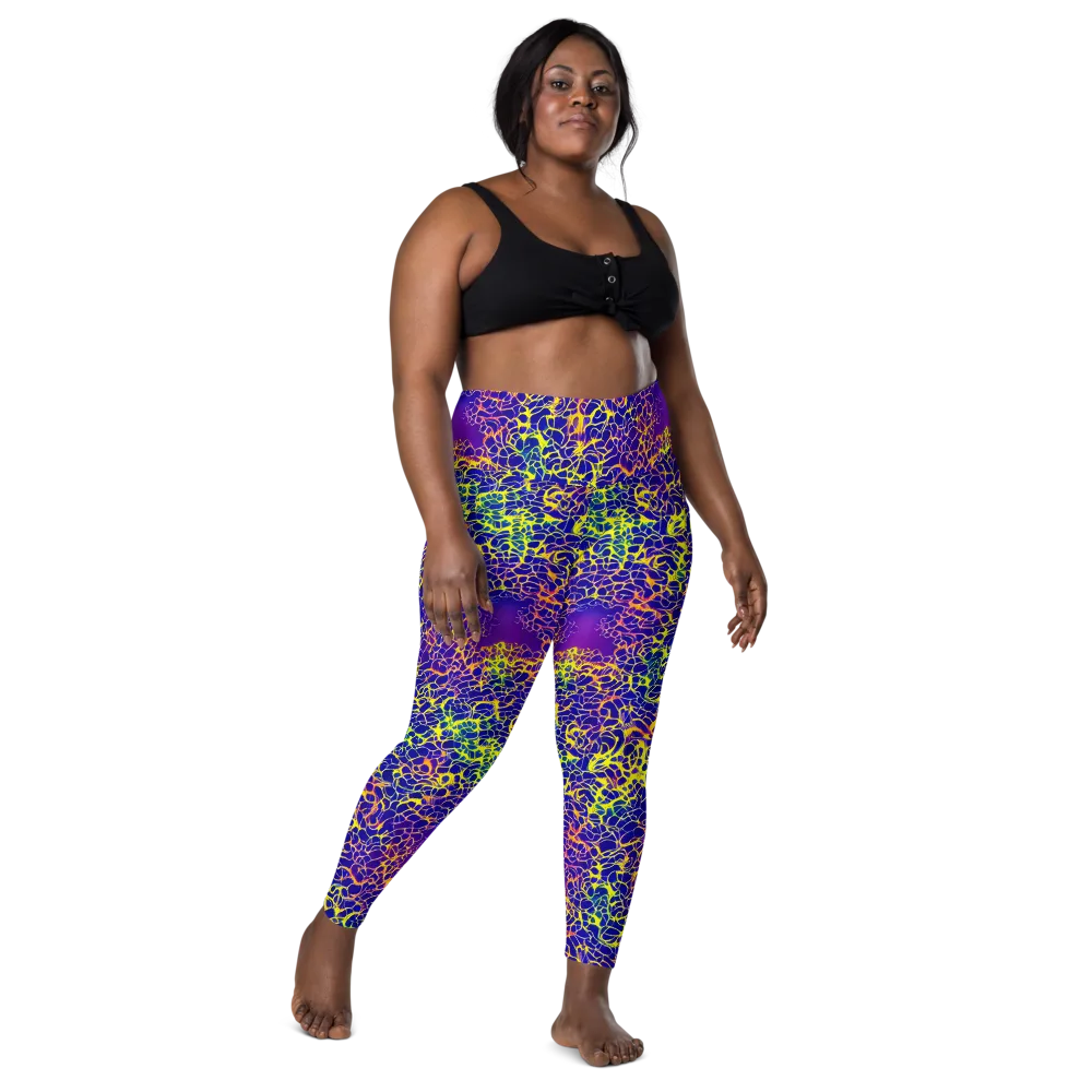Ultramarine Voltage on Leggings with Pockets — Front