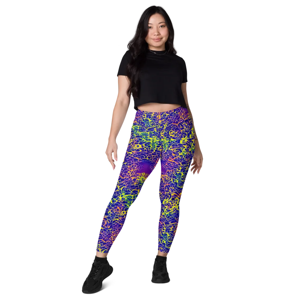 Ultramarine Voltage on Leggings with Pockets — Front