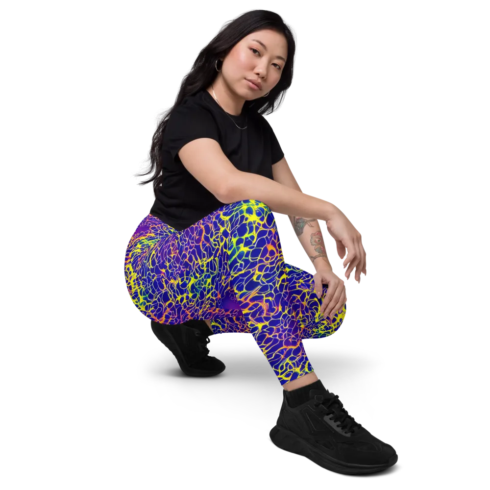 Ultramarine Voltage on Leggings with Pockets — Right Front