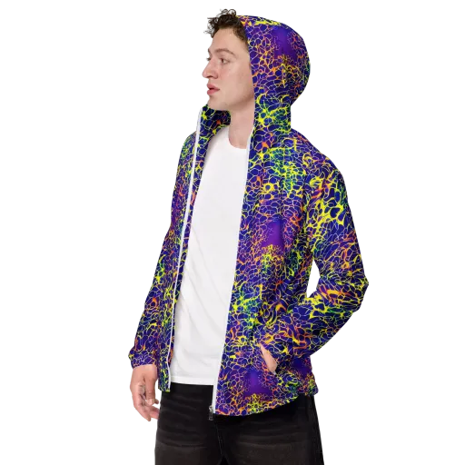 Ultramarine Voltage on a Men's Windbreaker