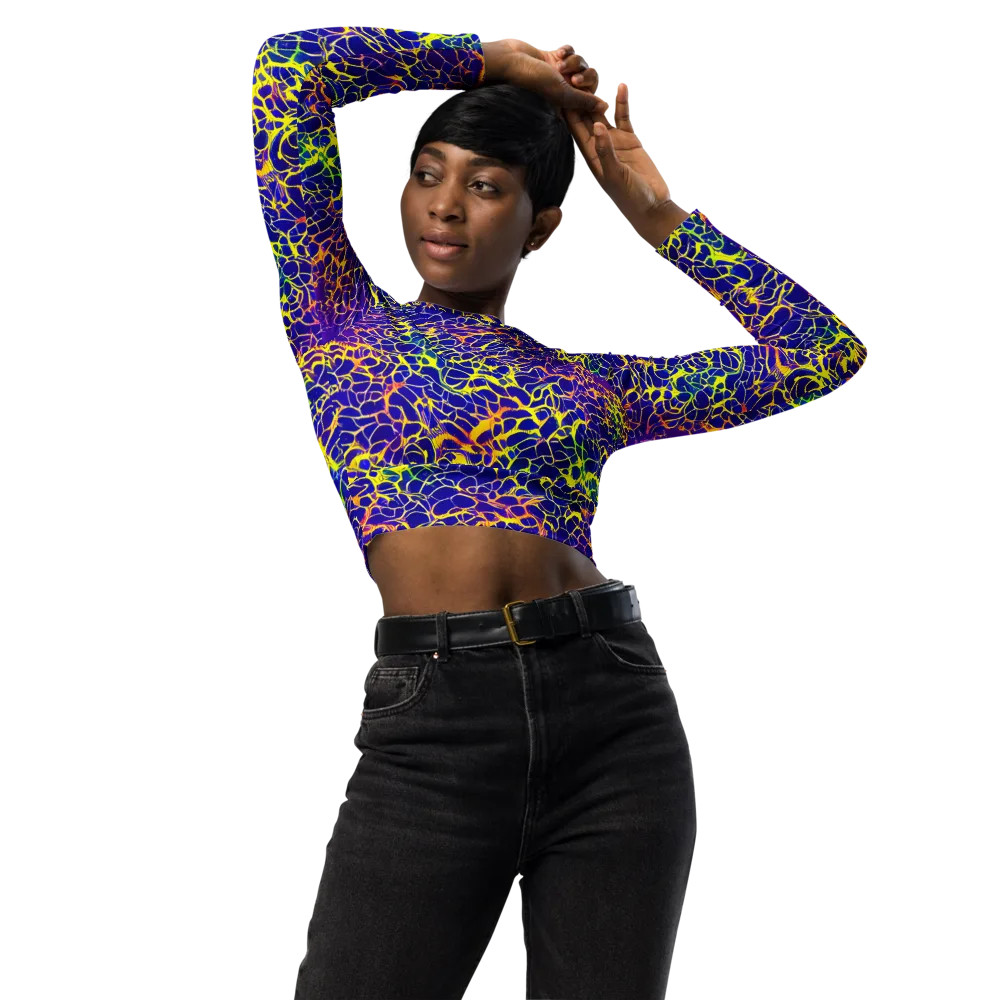Ultramarine Voltage on Long Sleeve Crop Top — Front