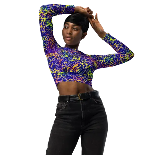 Ultramarine Voltage on a Long Sleeve Crop Top