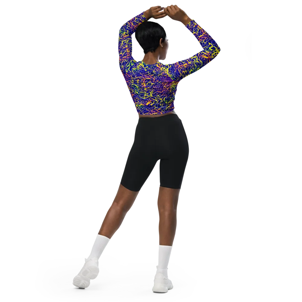 Ultramarine Voltage on Long Sleeve Crop Top — Back