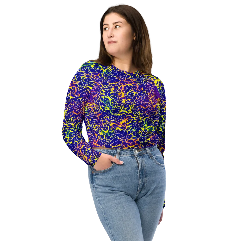 Ultramarine Voltage on Long Sleeve Crop Top — Front