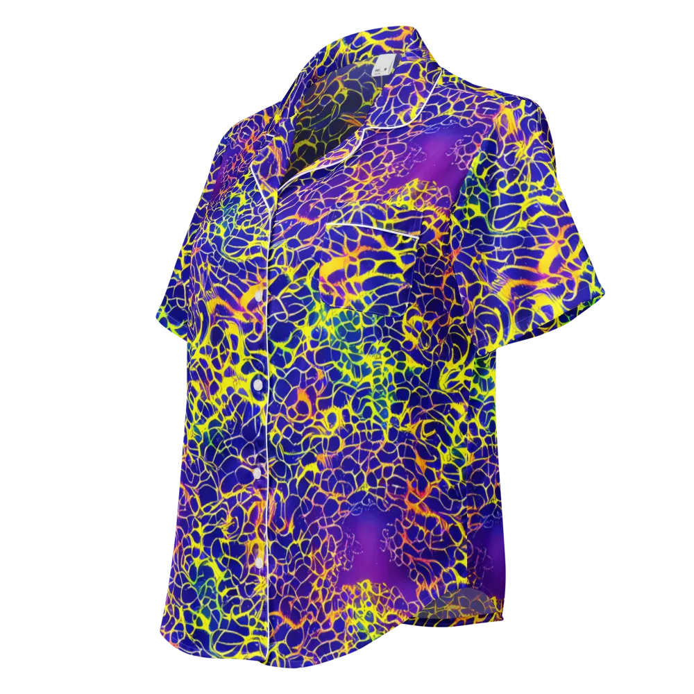 Ultramarine Voltage on Women's Short Sleeve Pajama Top — Left Front