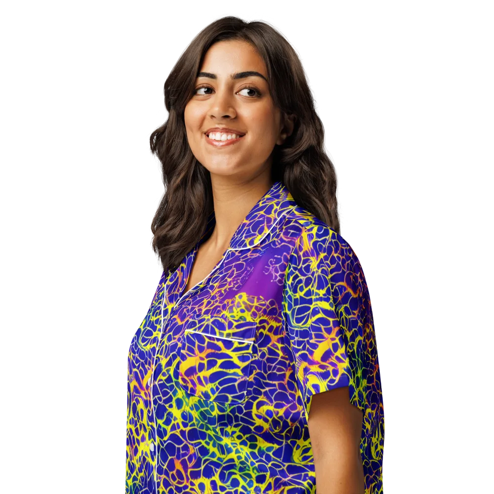 Ultramarine Voltage on Women's Short Sleeve Pajama Top — Left Front